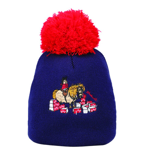 Hy Equestrian Thelwell Collection Practice Makes Perfect Bobble Hat - Navy/Red - One SIze