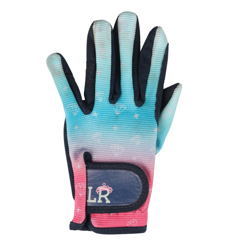 Dazzling Diamond Riding Gloves by Little Rider - Teal/Pink - Child Small