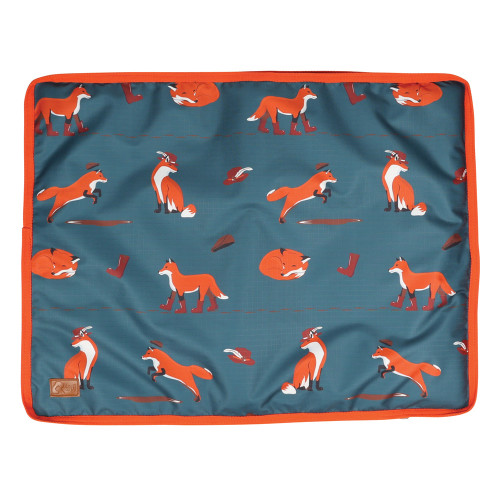 Benji & Flo Frivolous Fox Dog Bed - Green/Red/Pumpkin - 60 x 80cm