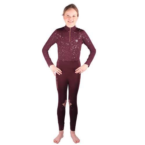 Hy Equestrian Enchanted Collection Base Layer - Plum/Rose Gold - 7-8 Years