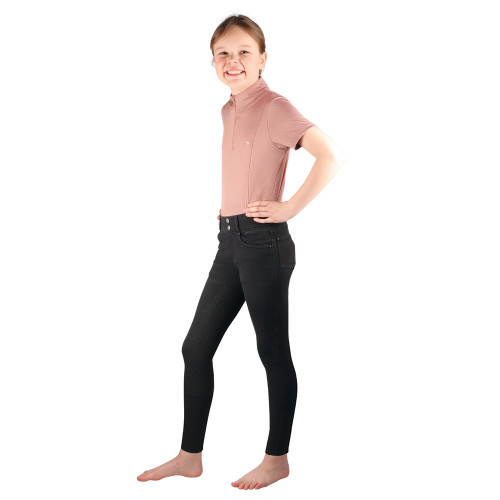 Hy Equestrian Elevate Mizs Denim Breeches - Black - 7-8 Years