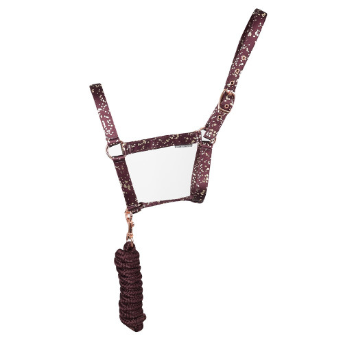 Hy Equestrian Enchanted Collection Head Collar & Lead Rope - Plum/Rose Gold - Full