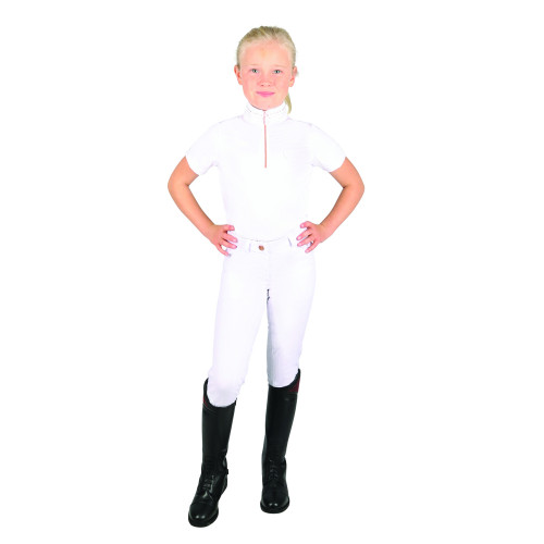 Hy Equestrian Roka Royal Show Shirt - White with Rose Gold Diamantes - 7-8 Years