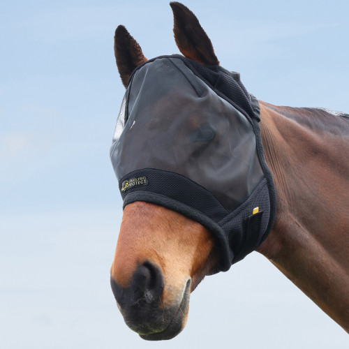 Hy Equestrian Armoured Protect Half Mask without Ears - Black - Small Pony
