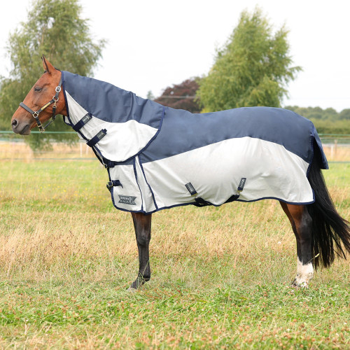 StormX Empra Aqua Shield Fly Rug - Navy/Silver - 4'6"