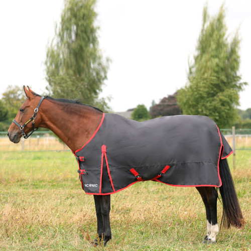 HYCONIC 0g Turnout Rug - Charcoal/Red - 5'0"