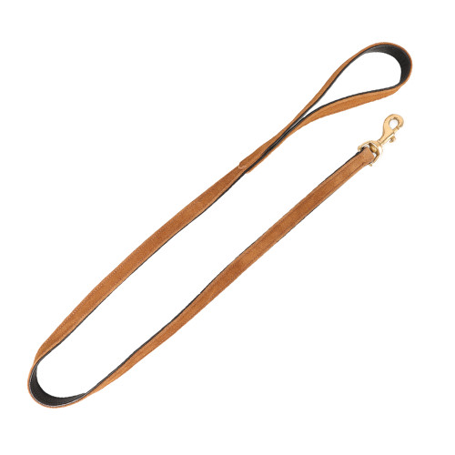 Benji & Flo Noble Suede Dog Lead - Tan/Gold - 120cm