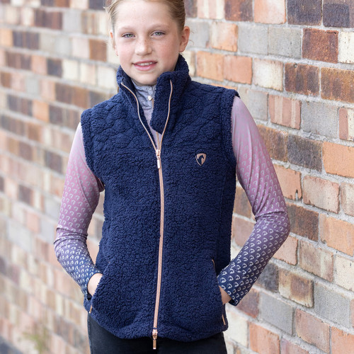 Hy Equestrian Elevate Mizs Teddy Fleece Gilet - Navy - 7-8 Years