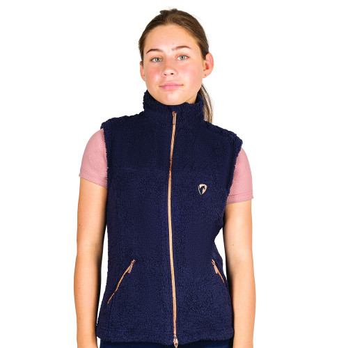 Hy Equestrian Elevate Mizs Teddy Fleece Gilet - Navy - 7-8 Years