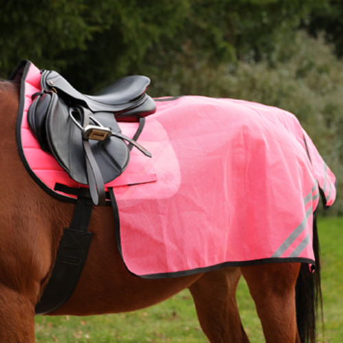 Reflector Summer Mesh Quarter Sheet by Hy Equestrian - Pink - Pony