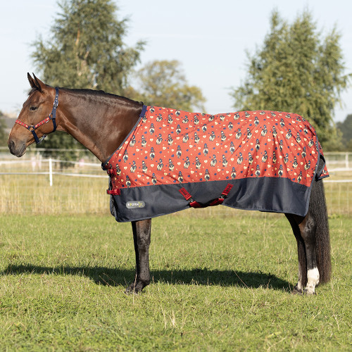 StormX Original 50 Turnout Rug - Thelwell Collection Balancing Act - Red/Navy - 3'0"