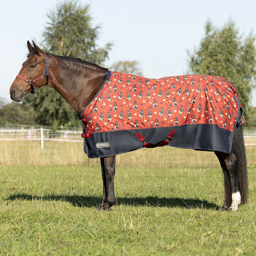 StormX Original 100 Turnout Rug - Thelwell Collection Balancing Act - Red/Navy - 3'0"