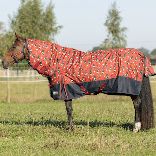 StormX Original 200 Combi Turnout Rug - Thelwell Collection Balancing Act - Red/Navy - 3'0"