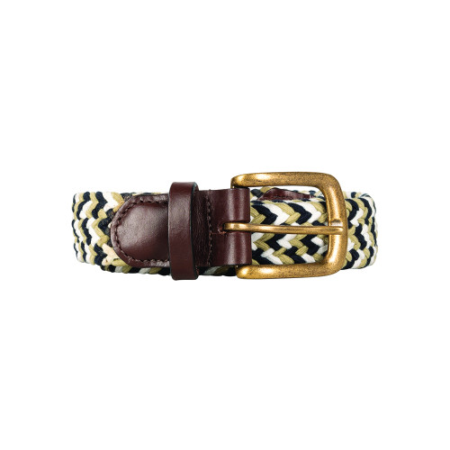 Hy Equestrian Woven Elastic Belt - Navy/Fossil - Small/Medium