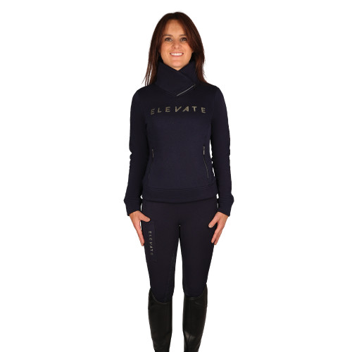 Hy Equestrian Elevate Allure Cross Neck Jumper - Navy - Small