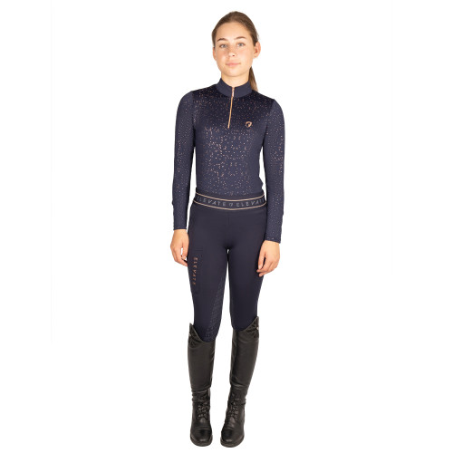 Hy Equestrian Elevate Allure Mizs Base Layer - Navy/Rose Gold - 7-8 Years
