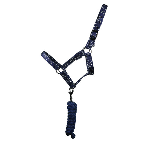 Hy Equestrian Elevate Allure Head Collar & Lead Rope - Navy/Gun Metal Grey - Pony