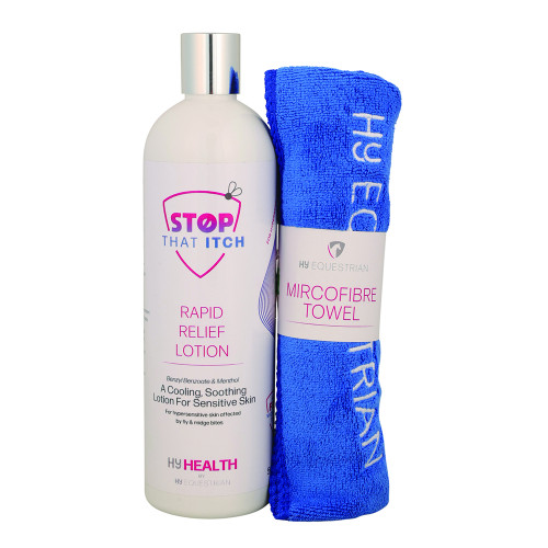 HyHEALTH STOP THAT ITCH! Rapid Relief Lotion with Microfibre Towel by Hy Equestrian - 500ml