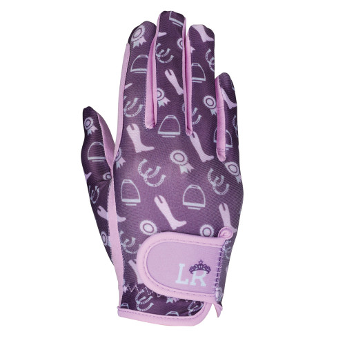 Giddy Up Gymkhana Riding Gloves by Little Rider - Purple/Lilac - Child Small