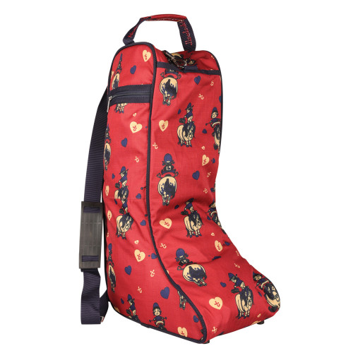 Hy Equestrian Thelwell Collection Balancing Act Boot Bag - Red/Navy - One Size