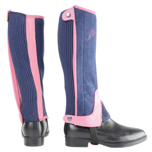 HyLAND Children's Two Tone Amara Half Chaps in Navy/Raspberry in Child extra Large