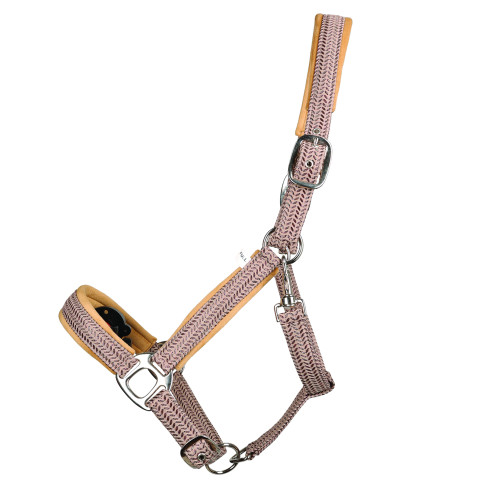 Hy Equestrian Mermaid Shimmer Head Collar and Lead Rope Set - Taupe - Cob