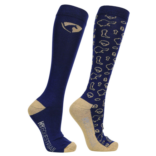 Hy Equestrian Elevate Country Socks (Pack of 2) - Navy/Fossil - Adult 4-8