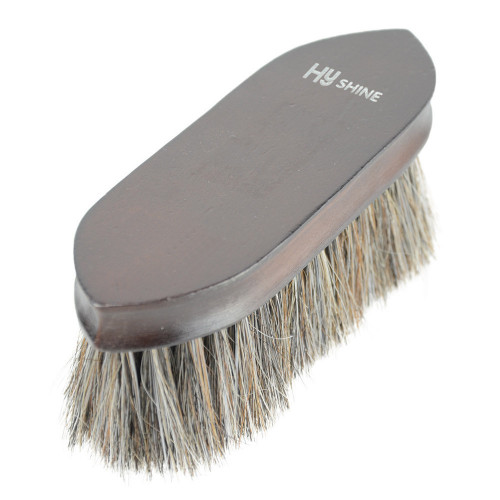 HySHINE Deluxe Horse Hair Wooden Dandy Brush in Dark Brown 