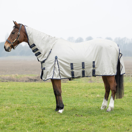 DefenceX Shield Rain-Repel Mesh Combi Fly Rug - Grey/Navy - 5'0"