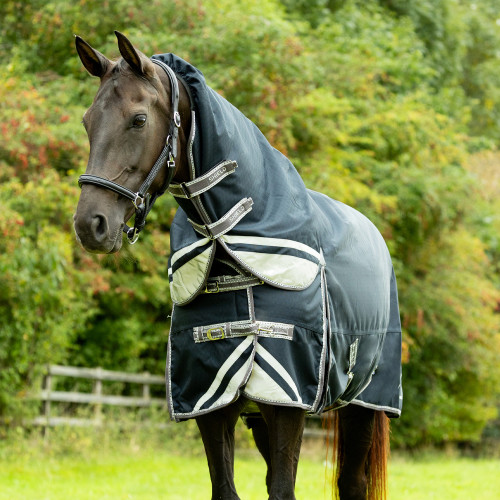 DefenceX Shield 200g Turnout Rug with Detachable Neck - Navy - 5'0"