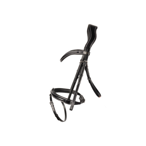 ProPresicce Pelle Raised Flash Leather Bridle by Hy Equestrian - Black/Silver Hardware - Cob