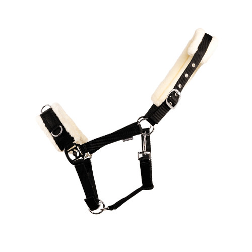 Hy Equestrian Fleece Lined Lunge Cavesson - Black/Natural - Pony