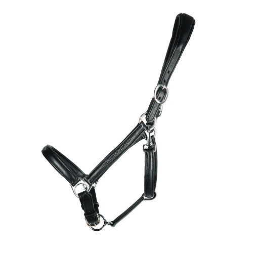 ProPresicce Softy Leather Head Collar by Hy Equestrian - Black/Silver Hardware - Small Pony