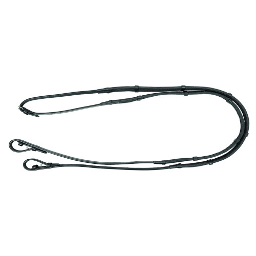 ProPresicce Softy Grip Rubber Reins with Stoppers by Hy Equestrian - Black - Pony 48"