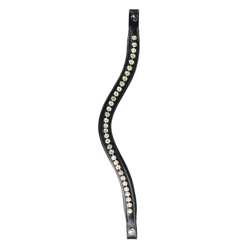 ProPresicce Signature Curved Diamante Browband by Hy Equestrian - Black with Silver Diamantes - Pony