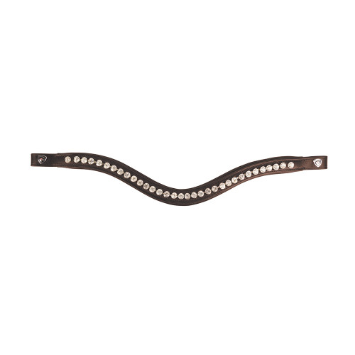 ProPresicce Signature Curved Diamante Browband by Hy Equestrian - Brown with Silver Diamantes - Pony