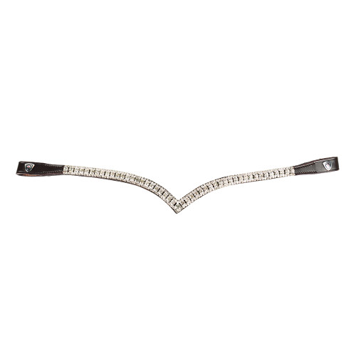 ProPresicce Signature V Diamante Browband by Hy Equestrian - Brown with Silver Diamantes - Full