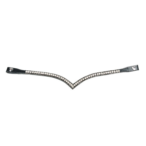 ProPresicce Signature V Diamante Browband by Hy Equestrian - Black with Black/Silver Diamantes - Pony