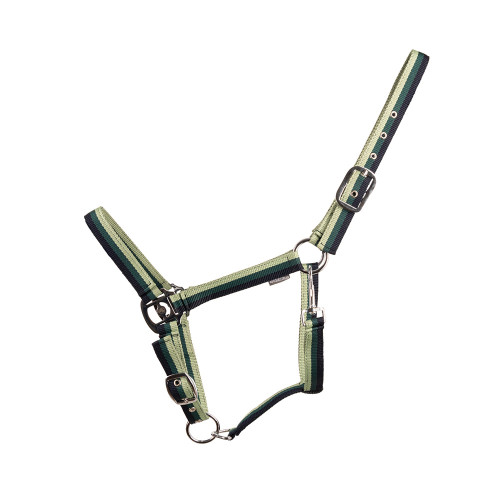 Hy Equestrian Trinity Head Collar - Navy/Green/Light Green - Cob