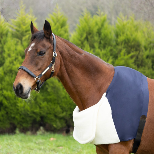 Hy Equestrian Lycra Flex Shoulder Vest with Faux Fur Bib - Navy - Pony