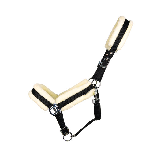 Hy Equestrian Luxury Faux Fur Head Collar - Black- Pony