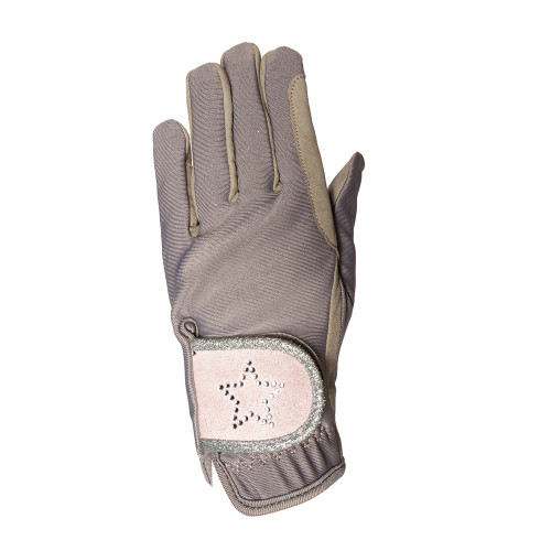 Lucky Pony Riding Gloves by Little Rider - Grey/Pink - Child Small