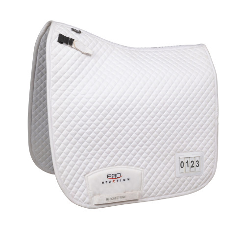 ProReaction Pima Dressage Saddle Pad with Numbers by Hy Equestrian - White - Pony/Cob