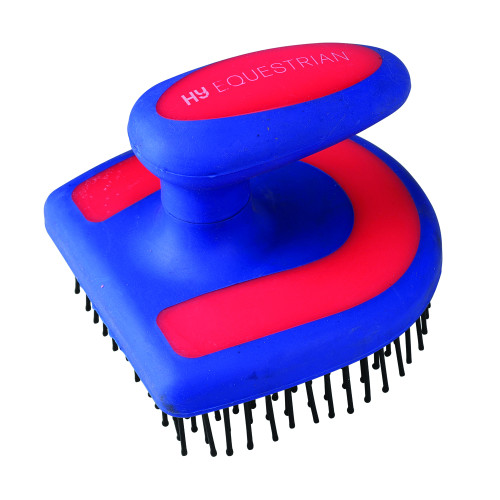 HySHINE Horseshoe Mane Brush in Blue/Pink