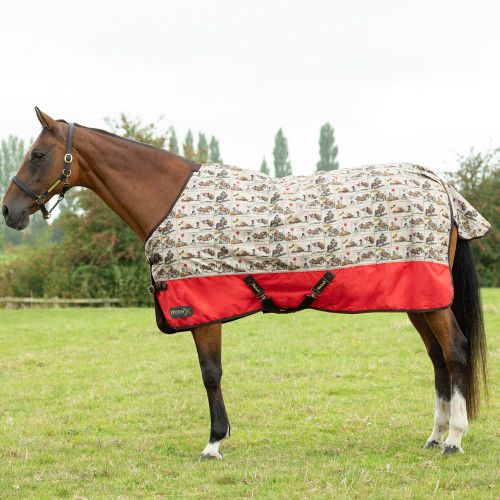 StormX Original 100 Turnout Rug - Thelwell Collection Comic Chaos - Taupe/Red - 3'0"