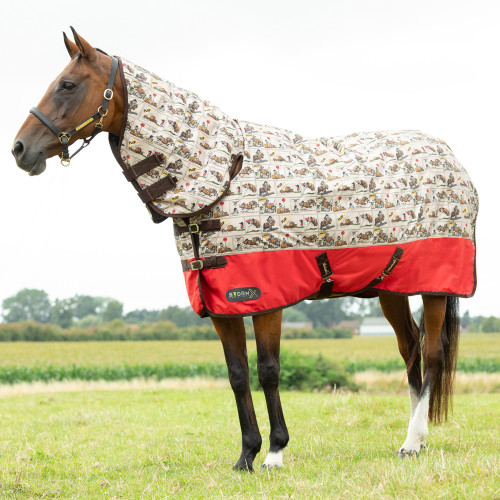 StormX Original 200 Combi Turnout Rug - Thelwell Collection Comic Chaos - Taupe/Red - 3'0"