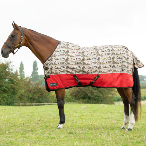 StormX Original 0 Turnout Rug - Thelwell Collection Comic Chaos - Taupe/Red - 3'0"
