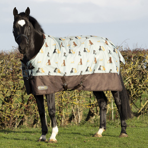 StormX Original It's A Dog's Life 50 Turnout Rug - Dusty Blue - 4'6"