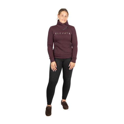 Hy Equestrian Elevate Style Cross Neck Jumper - Berry - X Small