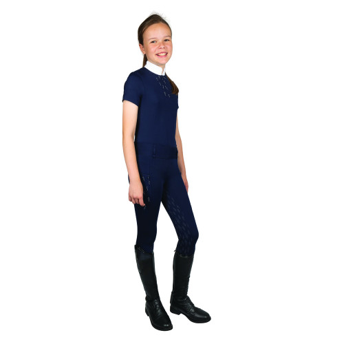 Hy Equestrian Children's Roka Reign Riding Tights - Navy - 7-8 Years